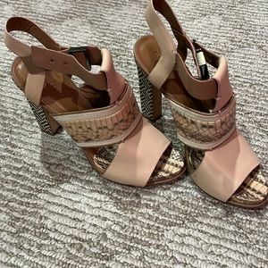Rachel Roy. Heeled sandal. Never worn. Snake accent